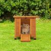 Modern Wooden Rabbit Cat Dog Hutch;  Indoor/Outdoor Retreat House with Openable Roof for Small Pets;  Weatherproof;  Bright Orange