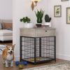 Furniture Style Wood Dog Crate End Table with Storage Console(Grey; 19.69''w x 22.83''d x 26.97''h)