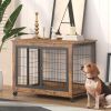 JHX Furniture Dog Cage Crate with Double Doors(Rustic Brown; 38.58''W*25.2''D*27.17''H)