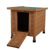 Modern Wooden Rabbit Cat Dog Hutch;  Indoor/Outdoor Retreat House with Openable Roof for Small Pets;  Weatherproof;  Bright Orange
