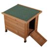 Modern Wooden Rabbit Cat Dog Hutch;  Indoor/Outdoor Retreat House with Openable Roof for Small Pets;  Weatherproof;  Bright Orange