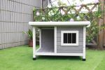 Dog House Outdoor with Balcony; Durable and Thicken Panel; Waterproof Roof; Small Dog House