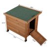Modern Wooden Rabbit Cat Dog Hutch;  Indoor/Outdoor Retreat House with Openable Roof for Small Pets;  Weatherproof;  Bright Orange
