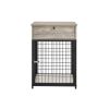 Furniture Style Wood Dog Crate End Table with Storage Console(Grey; 19.69''w x 22.83''d x 26.97''h)