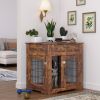 JHX Furniture Style Dog Crate End Table with Drawer; Pet Kennels with Double Doors ; Dog House Indoor Use; (Rustic Brown; 29.92'w x 24.80'd x 30.71'h)