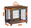 JHX Furniture Dog Cage Crate with Double Doors on Casters(Rustic Brown; 31.50''W*22.05''D*24.8''H)
