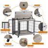 Furniture Style Dog Crate Side Table on Wheels with Double Doors and Lift Top. (Grey; 31.50''W*22.05''D*25''H)