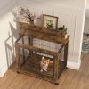JHX Furniture Dog Cage Crate with Double Doors on Casters(Rustic Brown; 31.50''W*22.05''D*24.8''H)