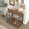 JHX Furniture Dog Cage Crate with Double Doors(Rustic Brown; 38.58''W*25.2''D*27.17''H)