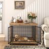 JHX Furniture Dog Cage Crate with Double Doors(Rustic Brown; 38.58''W*25.2''D*27.17''H)