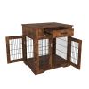 JHX Furniture Style Dog Crate End Table with Drawer; Pet Kennels with Double Doors ; Dog House Indoor Use; (Rustic Brown; 29.92'w x 24.80'd x 30.71'h)