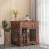 JHX Furniture Style Dog Crate End Table with Drawer; Pet Kennels with Double Doors ; Dog House Indoor Use; (Rustic Brown; 29.92'w x 24.80'd x 30.71'h)