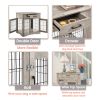 JHX Furniture Style Dog Crate End Table with Drawer; Pet Kennels with Double Doors ; Dog House Indoor Use; (Grey; 29.92'w x 24.80' d x 30.71'h)
