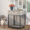 Furniture Style Wood Dog Crate End Table with Storage Console(Grey; 19.69''w x 22.83''d x 26.97''h)