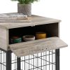 Furniture Style Wood Dog Crate End Table with Storage Console(Grey; 19.69''w x 22.83''d x 26.97''h)