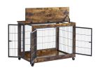 JHX Furniture Dog Cage Crate with Double Doors(Rustic Brown; 38.58''W*25.2''D*27.17''H)