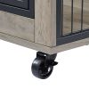 Furniture Style Dog Crate Side Table on Wheels with Double Doors and Lift Top. (Grey; 31.50''W*22.05''D*25''H)