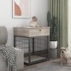 Furniture Style Wood Dog Crate End Table with Storage Console(Grey; 19.69''w x 22.83''d x 26.97''h)