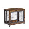 JHX Furniture Dog Cage Crate with Double Doors on Casters(Rustic Brown; 31.50''W*22.05''D*24.8''H)