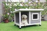 Dog House Outdoor with Balcony; Durable and Thicken Panel; Waterproof Roof; Small Dog House