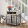 Furniture Style Wood Dog Crate End Table with Storage Console(Grey; 19.69''w x 22.83''d x 26.97''h)