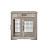 JHX Furniture Style Dog Crate End Table with Drawer; Pet Kennels with Double Doors ; Dog House Indoor Use; (Grey; 29.92'w x 24.80' d x 30.71'h)