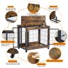 JHX Furniture Dog Cage Crate with Double Doors on Casters(Rustic Brown; 31.50''W*22.05''D*24.8''H)