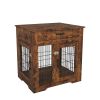 JHX Furniture Style Dog Crate End Table with Drawer; Pet Kennels with Double Doors ; Dog House Indoor Use; (Rustic Brown; 29.92'w x 24.80'd x 30.71'h)