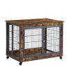 JHX Furniture Dog Cage Crate with Double Doors(Rustic Brown; 38.58''W*25.2''D*27.17''H)
