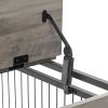 Furniture Style Dog Crate Side Table on Wheels with Double Doors and Lift Top.(Grey; 38.58''w x 25.5''d x 27.36''h)