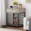 Furniture Style Wood Dog Crate End Table with Storage Console(Grey; 19.69''w x 22.83''d x 26.97''h)