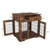 JHX Furniture Style Dog Crate End Table with Drawer; Pet Kennels with Double Doors ; Dog House Indoor Use; (Rustic Brown; 29.92'w x 24.80'd x 30.71'h)
