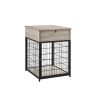 Furniture Style Wood Dog Crate End Table with Storage Console(Grey; 19.69''w x 22.83''d x 26.97''h)