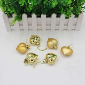 Christmas Decoration Peach Heart Painted Pendant (Color: gold)