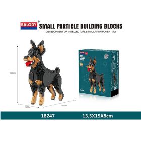 Cartoon Simulation Pet Dog Building Blocks Mini Dachshund Poodle Doberman Model Children's Toy Gift Dog Pet Building Blocks (Color: 18247)