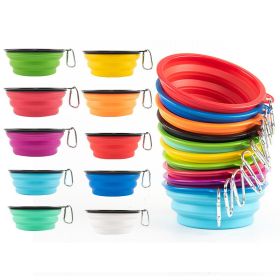 350ml/1000ml Large Collapsible Dog Pet Folding Silicone Bowl Outdoor Travel Portable Puppy Food Container Feeder Dish Bowl (Color: pink)
