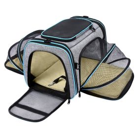Pet Carrier Expandable Foldable Soft Dog Bag Backpack 5 Open Doors Reflective Tapes Pet Travel Bag Carrier for Cats (Color: orange)