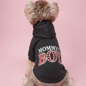 Pet Hoodie For Small & Medium Dogs; "Mommy's Boy" Pattern Dog Hoodie; Winter Pet Apparel (Color: Royal blue)