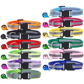Nylon Collar Reflective With Small Bell For Dog & Cat; Dog Collar; Adjustable dog collar (Color: purple)