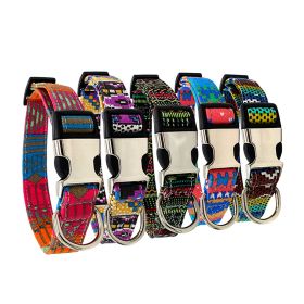 Dog Print Adjustable Collar; suitable For Large & Small Dogs (Color: Royal blue)