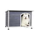 Outdoor Wooden Dog House with Hinges; Raised Feet; Openable Asphalt Roof&Removable Floor