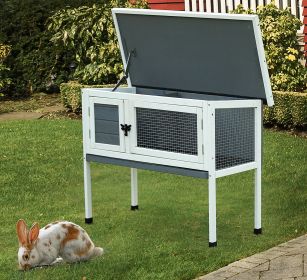 Small rabbit hutches with good quality Wooden Pet House Rabbit Bunny Wood Hutch House Dog House Chicken Coops Chicken Cages Rabbit Cage (Color: Cement Grey)