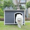 Outdoor Wooden Dog House with Hinges; Raised Feet; Openable Asphalt Roof&Removable Floor