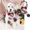 Christmas Knitted Elk Striped Fur Ball Pet Scarf Cat Dog Scarf Teddy Scarf