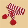 Christmas Knitted Elk Striped Fur Ball Pet Scarf Cat Dog Scarf Teddy Scarf