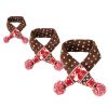 Christmas Knitted Elk Striped Fur Ball Pet Scarf Cat Dog Scarf Teddy Scarf