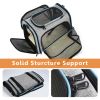 Cat Carrier TSA Airline Approved with Ventilation for Small Medium Cats Dogs Puppies with Big Space 5 Mesh Windows 4 Open Doors - Blue